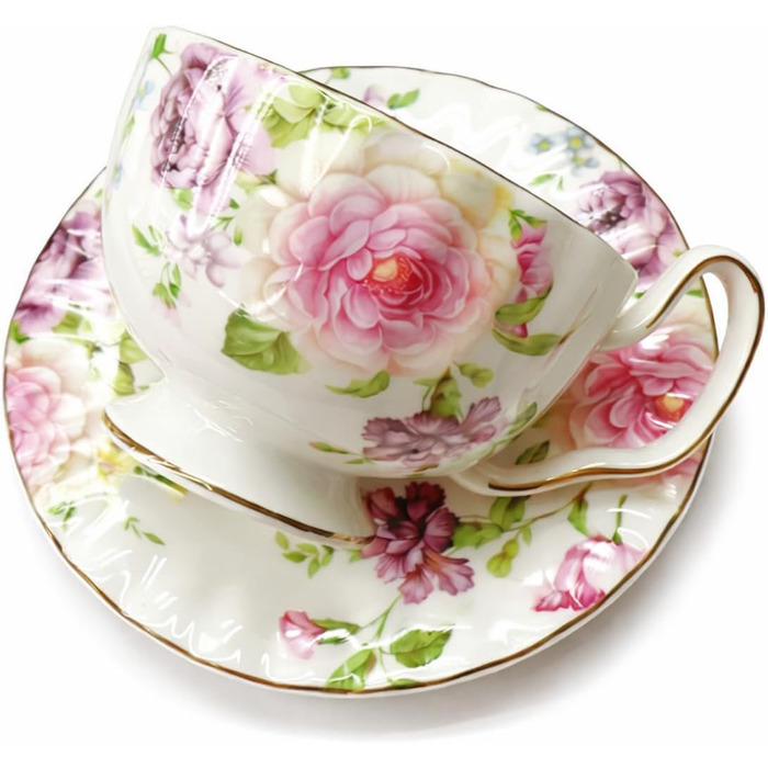 Керамічна чайна чашка з блюдцями та ложкою 200 мл AHKALVTE