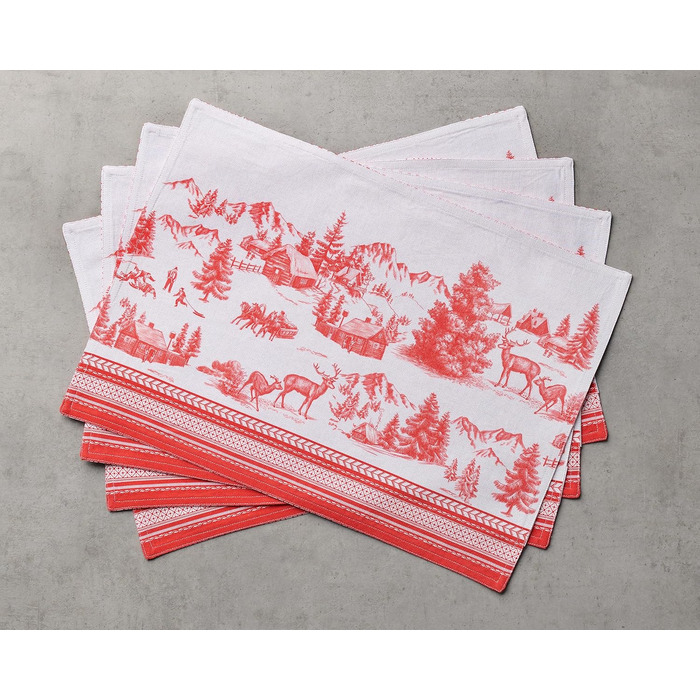 Бавовняні килимки для серветок, набір з 4 шт. , декоративні килимки для серветок, пасхальні килимки, що миються, для свят, вечерь, весни, літа (33 см x 48 см) (25 - Зимова радість), 39Hermine 100