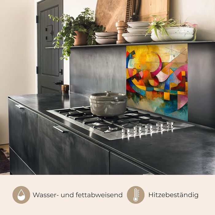 Кухонний фартух 60x80 см Самоклеючий настінний захисний екран для кухні Кухонний фартух Кухонні фасади Кухонні фартухи Кухонна стіна Вода - Пейзаж - (Мистецтво - Абстрактне, 80 x 80 см)