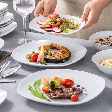 Серія Elisa, 12-предметний кремовий порцеляновий кавовий набір, кавові чашки та блюдця на 6 осіб для кави, чаю, десертів (білий, набір посуду (24 предмети))