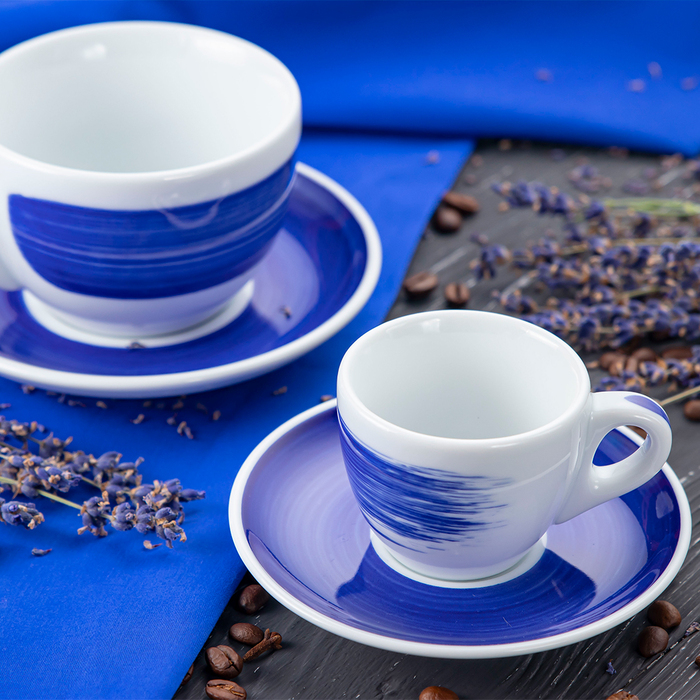 35113 Чашка espresso 75 мл Blue stroke B 'Verona Millecolori Hand Painted Brush stroke B Blue with S
