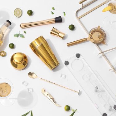 Золотий набір для коктейлів з акриловою підставкою Btuqbu