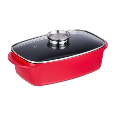 Жаровня с крышкой 5 л красная Relaxdays