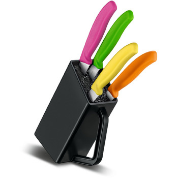 Набір кухонний Victorinox SwissClassic Cutlery Block Steak&Pizza 4шт з кольор. ручками з підставкою