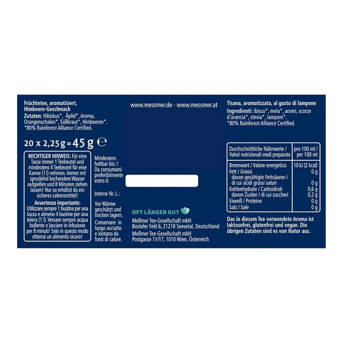 Чай Месмер - 48 чайних пакетиків 24 видів Атмосферний дизайн для демонстрації Різдвяний календар ідеально підходить як подарунок Фруктовий та трав&39яний чай (ГАРЯЧА МАЛИНА, 20 чайних пакетиків)