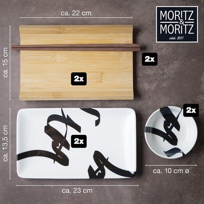 Набір посуду для суші на 2 персони, 10 предметів, Brush Writing Black Gourmet Moritz & Moritz