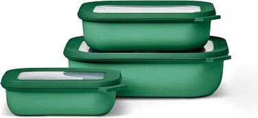 Из 3 предметов - Банки для хранения с крышкой - Подходит в качестве ящика для хранения, холодильника, морозильной камеры и посуды для микроволновой печи - 750, 1500 и 3000 мл - (Ярко-зеленый, набор 3 шт. и (500, 1000, 2000 мл))