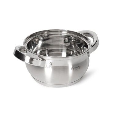 Кастрюля Fissman FELINA 14x8,5 см/1,3 л. со стеклянной крышкой нержавеющая сталь (5338)