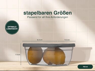 Герметичные банки для хранения uandu с крышками Набор из 12 баночек для хранения Герметичная кухня для хранения всех продуктов Не содержит бисфенола А Органайзер для кухни Контейнер для хранения Склад муки (серый-12x750)