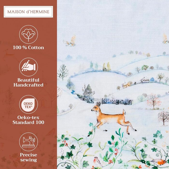 Бавовняні килимки для серветок, набір з 4 шт. , декоративні килимки для серветок, пасхальні килимки, що миються, для свят, вечерь, весни, літа (33 см x 48 см) (28 - Snowy World), 39Hermine 100