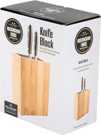 Блок ножів Rockingham Forge, пластик, похилий дизайн, порожній блок ножів (гумове дерево)