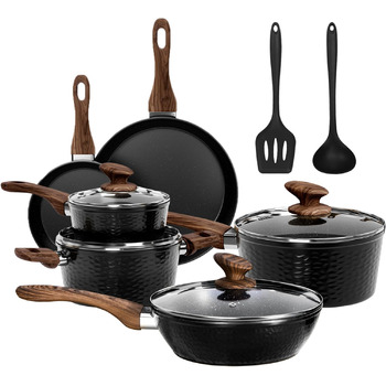 Набор кухонной посуды, 12 предметов, черный DishDelight