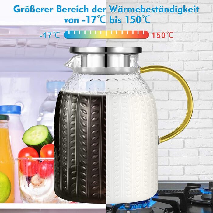 Стеклянный кувшин с крышкой 1,8л Aofmee