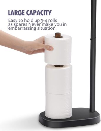 Тримач для зберігання рулону туалетного паперу APEXCHASER, окремо стояча підставка для рулону туалетного паперу з тримачами з деревини акації, стійка для зберігання рулону цигаркового паперу з резервом полиць, мегатримач рулону для