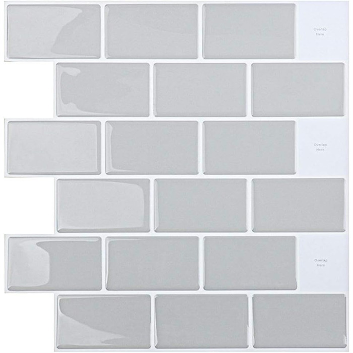 Штук 3D наклейки на плитку для ванної кімнати кухні, клейка вінілова плитка, самоклеюча плівка для плитки, стінові панелі, ПВХ, плитка Metro, самоклеючий декор плитки 30x30, декор настінної плитки (1, світло-зелений)