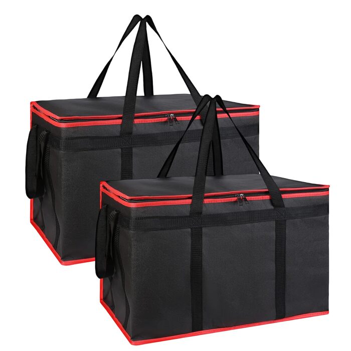 Складні, ізольовані сумки-холодильники з шарами, чудово зберігають тепло для кемпінгу та пікніків, водонепроникна сумка-холодильник, чорно-червоні, 2