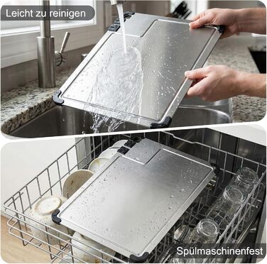 Разделочная доска из нержавеющей стали 38 x 28 см с точилкой для ножей и силиконовыми уголками Bafeil