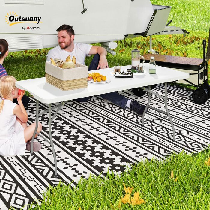 Складной стол 180 x 74 х 74 см белый Outsunny