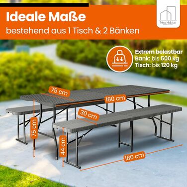 Складной набор из 3 предметов стол и скамейки NewHabitat