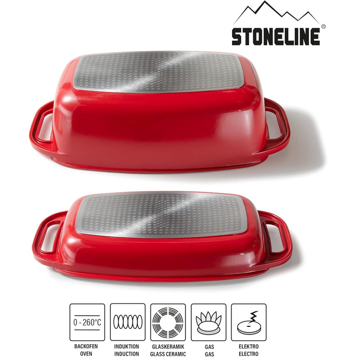 Жаровня с крышкой 40 х 22 см 5,8 л красная STONELINE