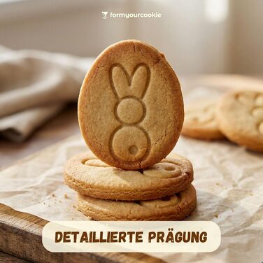 Набір із 3 формочок для пасхального печива, смугастий візерунок у формі пасхального яйця, кролик, 2 в 1 зі штампом, 5 x 4 см, можна мити в посудомийній машині, екологічно чисті, стійкі до іржі (пасхальне яйце кролик 1 (5x4 см))