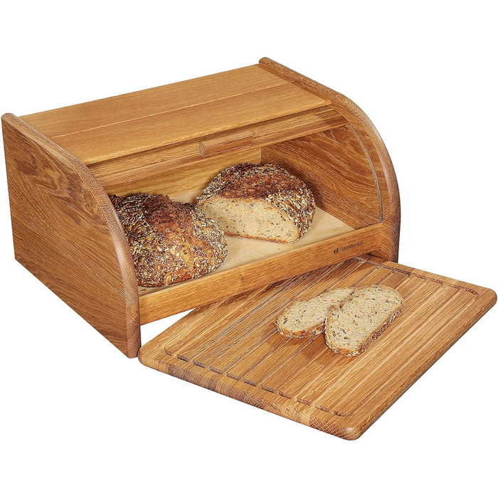 Корзина для хлеба с крышкой для рулона и разделочной доской, дуб 40 x 30 x 20 см Zassenhaus Хлебница Country Дуб коричневый