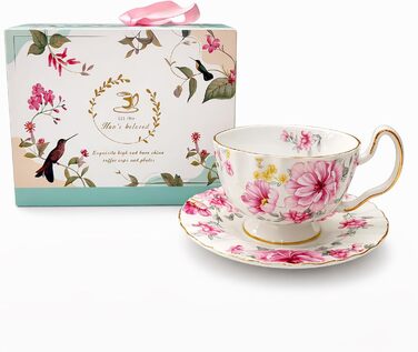 Керамічна чайна чашка з блюдцями та ложками (зима)