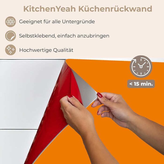 Кухонний фартух 60x250 см, самоклеючий фартух, кухонний фартух, кухонний фасад, самоклеючі кухонні фартухи - Осінь (Помаранчевий - колір, 60 x 400 см)