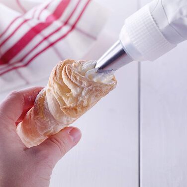 Кондитерський мішок 40 см та 5 сталевих насадок, кремово-білий Westmark