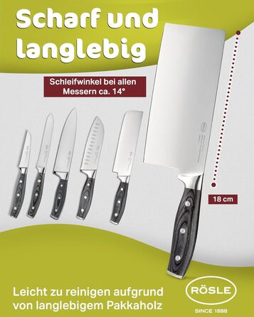 Китайський кухарський ніж 18 см Wolfgrey Rosle