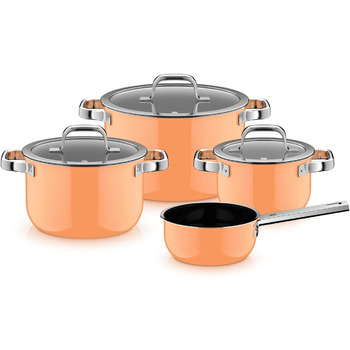 Набір каструль зі скляними кришками, 4 предмети, помаранчевий Fusiontec Mineral Pro WMF