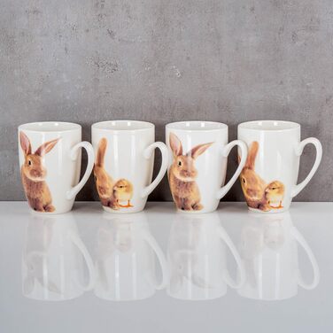 Набір із 4 чашок з малюнком кролика levandeo