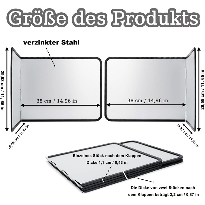 Компактний складний захист від бризок жиру, 4-сторонній кухонний захист від бризок, складний кухонний фартух, захист від бризок жиру для плити, з антипригарним покриттям (29,6 x 76 x 29,4 см) (2 шт.)