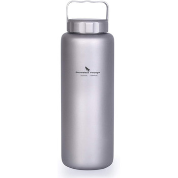 Титановая бутылка для воды Boundless Voyage с плоской крышкой 35,5 жидких унций / 1050 мл Сверхлегкая, герметичная для кемпинга на открытом воздухе, пеших прогулок (Ti1506b)
