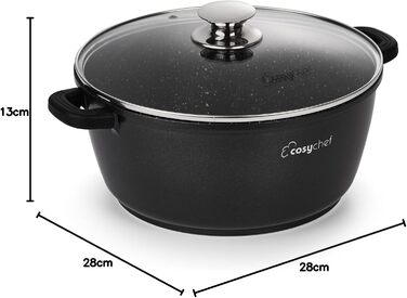 Набір посуду CosyChef Leia 28 см - Набір з 2 предметів посуду зі скляною кришкою та антипригарним покриттям - Підходить для всіх типів плит, включаючи індукційні - Без ПФОК