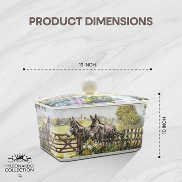 Маслянка з кришкою, китайська кераміка, з гарними акварельними мотивами, дизайн якої розроблено галереєю Дженніфер Роуз для Busy Bees (біла)