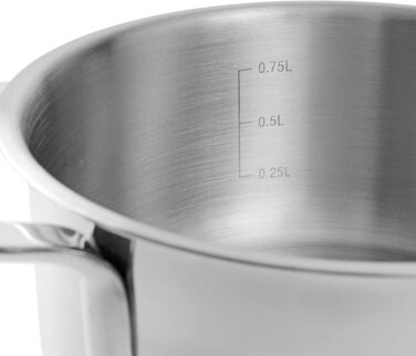 Каструлі GRWE зі скляною кришкою, комплект з 2 шт., Ø 16 см (1,5 літра), Ø 24 см (5 літрів), можна мити в посудомийній машині, каструлі для індукції, нержавіюча сталь, набір каструль серії Pro-Line Ø 16 см Ø 24 см (Ø 14 см)