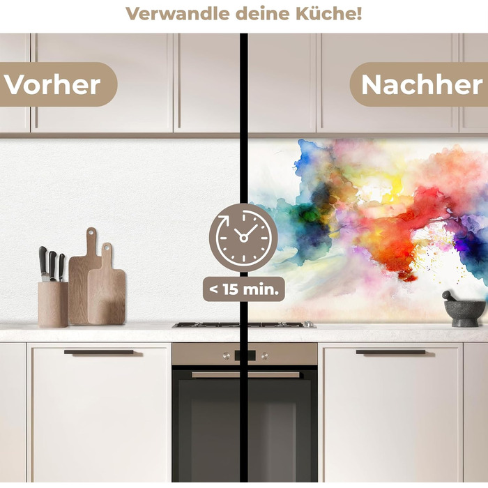 Кухонний фартух 60x80 см Самоклеючий настінний захисний екран для кухні Кухонний фартух Кухонні фасади Кухонні фартухи Кухонна стіна Вода - Пейзаж - (Акварель - Веселка, 60 x 80 см)