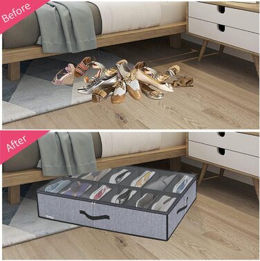 Коробка для хранения обуви с прозрачной крышкой 2шт. homyfort