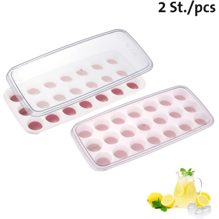 Льодогенератор Westmark Ice Cube Maker Cube форма для льоду з кришкою, для приготування 6 великих кубиків льоду, прозорий/червоний/білий пластик, без BPA, великий (круглий, маленький)