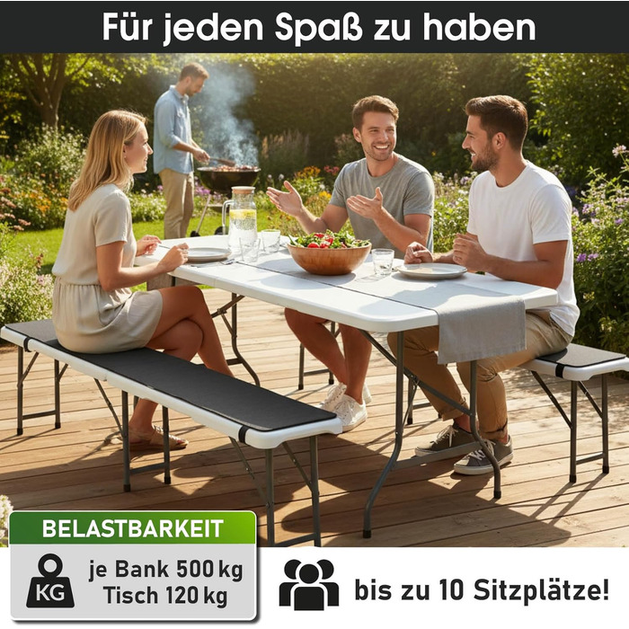 Комплект із 3 предметів стіла та лавок білий BRAST