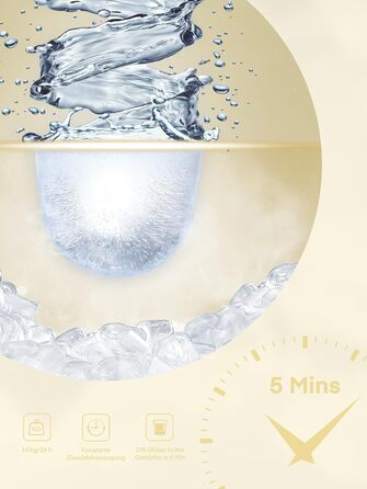 Льодогенератор FOHERE 14 кг 24 години, 8 кубиків льоду за 6 хвилин, 2 розміри кубиків льоду, самоочисний льодогенератор з ручкою, льодосборником та кошиком, льодогенератор для вечірки, офісу, автофургона (білий)