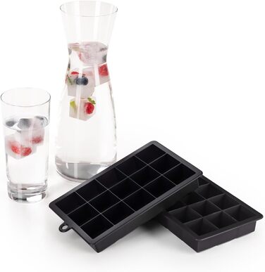 Силіконові формочки для льоду Blumtal 2x24 - Формочка для льоду - Силіконова форма для льоду розміром 2,6 см - 2 формочки для льоду розміром M - Льодогенератор без BPA 2 шт. - Кубики M (Кубики XL, чорно-синій - чорно-синій)