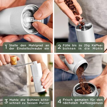 Ручная кофемолка из нержавеющей стали с деревянной ручкой WALDWERK