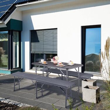 Раскладной стол для кемпинга 118 х 60 х 74 см серый Relaxdays