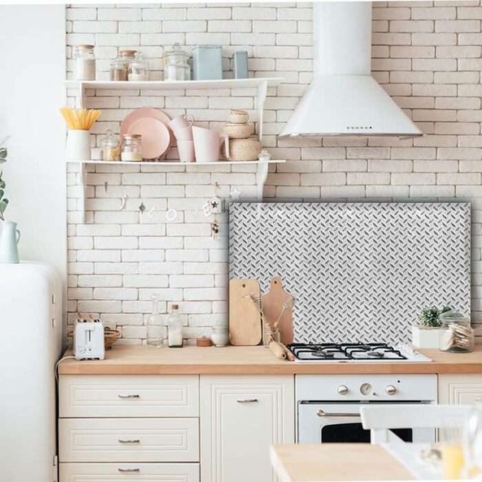 Дизайнерський кухонний бризкозахисний екран з алюмінієвого композиту, кухонний фартух, товщина 3 мм, 60x100 см, (ребристий листовий метал)