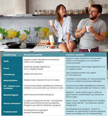 Самоклеючий кухонний фартух - матовий, преміальна бризкозахисна плівка 0,4 мм як доступна альтернатива склу, легке встановлення та очищення - висота 60 см - Дизайн Світло-сірий мармур 180 x 60 см (Жовтий - білий, Ш 280 см x В 60 см, 0,2 мм)