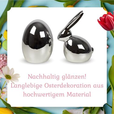 Набір декоративних елементів Heitmann керамічна пасхальна прикраса під порцеляну, для встановлення, біла, приблизно 12,5 x 10,5 x 8 см (яйце та кролик)