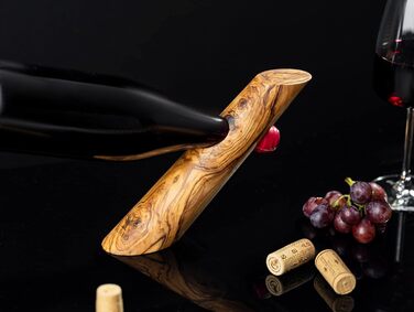 Тримач для винних пляшок SOLTAKO з ексклюзивного оливкового дерева, тримач для пляшок, тримач для вина Ідея подарунка Природа Прикраса столу Підставка для вина 30 см