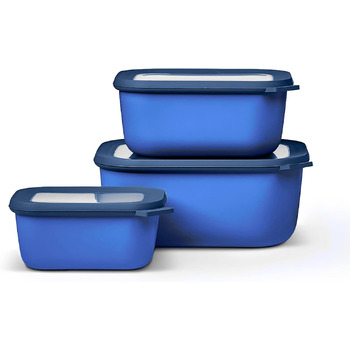 Из 3 предметов - Банки для хранения с крышкой - Подходит в качестве ящика для хранения, холодильника, морозильной камеры и посуды для микроволновой печи - 750, 1500 и 3000 мл - (Vivid Blue, набор 3 шт. (750, 1500, 3000 мл))